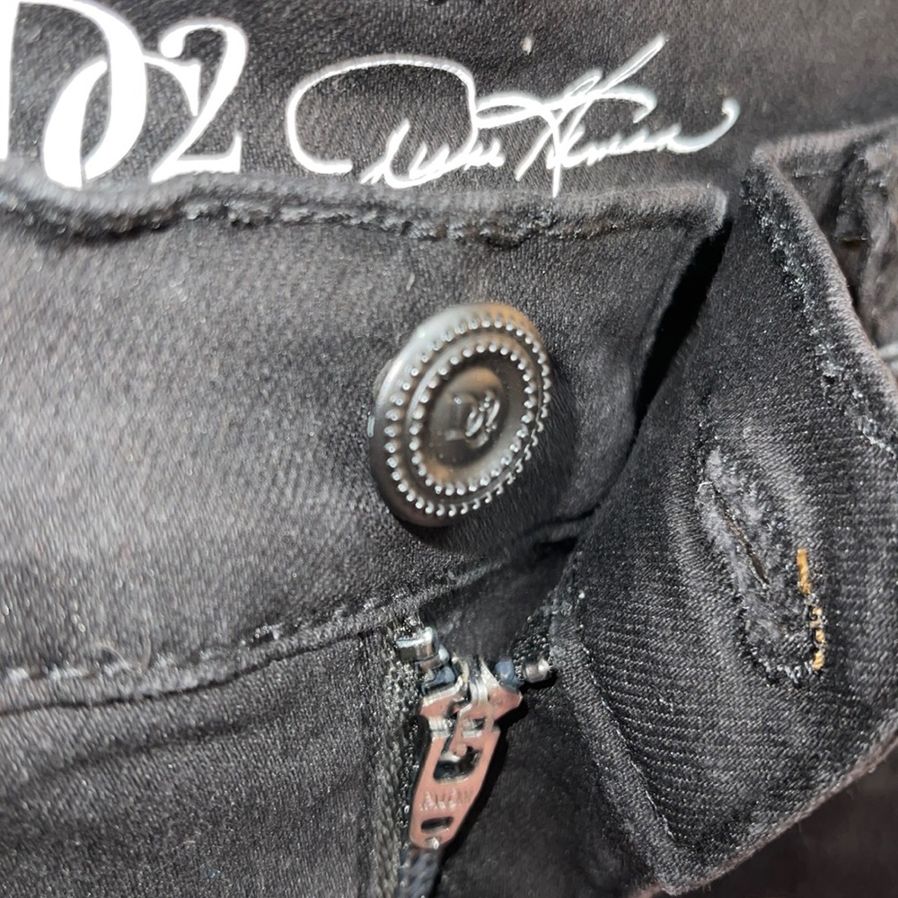 DG2 by Diane Gilman Black Classic Stretch Embroidered Stripe Skinny Jean Size 12 - Picture 8 of 13